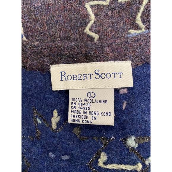 Robert Scott Siize L - Vintage Embroidery Cardigan Sweater Vest Snowflake Etc - Picture 9 of 12